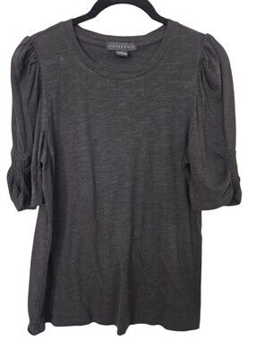 Sanctuary Black Puff Sleeve Ruched Sleeve Knit Top Size Small
